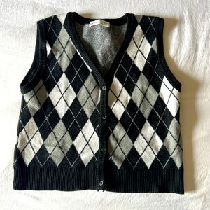 Black and grey argyle sweater vest